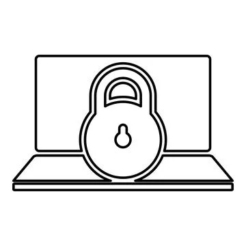 Laptop lock personal data security cyber access concept locked padlock use .. Stockillustratie