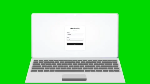 Laptop login screen animation on green screen background 4K Video stock 338328476