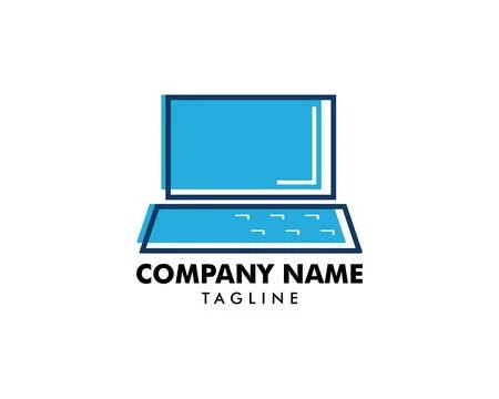Laptop Logo Icon Template Design Vector Illustration Stock Illustration