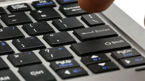 Laptop macro typing press enter 4k Stock-Footage 112699540