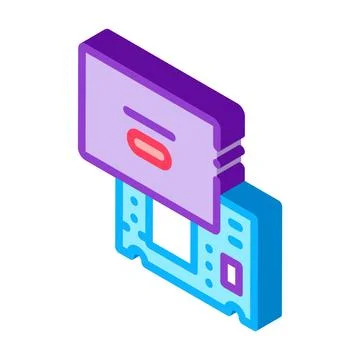 Laptop mainboard isometric icon vector illustration color Stock Illustration