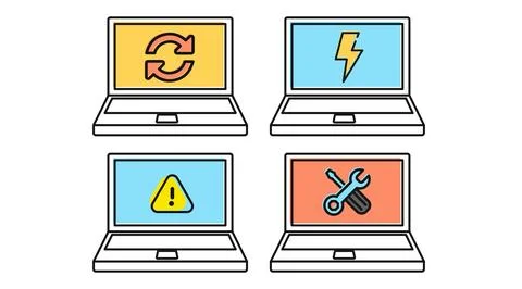 Laptop maintenance and notebook performance computer Иллюстрация