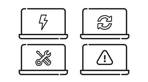 Laptop maintenance performance computer icon set イラスト素材