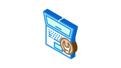 Laptop maintenance repair computer isometric icon animation Video stock 327288206