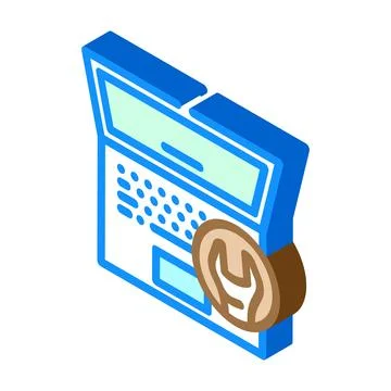 Laptop maintenance repair computer isometric icon vector illustration Stock Illustration