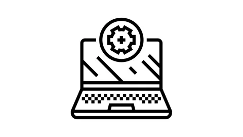 Laptop maintenance repair computer line icon animation Stock Footage 326132433