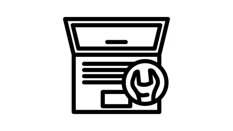 Laptop maintenance repair computer line icon animation Stock Footage 326758580
