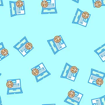 Laptop maintenance repair computer vector seamless pattern イラスト素材