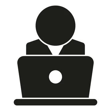 Laptop manager icon simple vector. Human work Stock Illustration