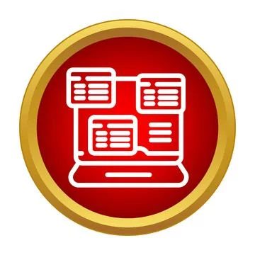 Laptop managing data windows with hierarchical structure Ilustração Stock