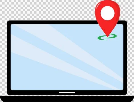 Laptop with maps icon, navigation (1) Stock Illustration