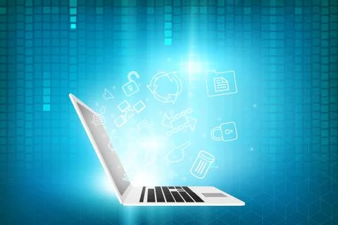 Laptop with matrix background Stock-Illustration