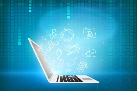 Laptop with matrix background Stock-Illustration