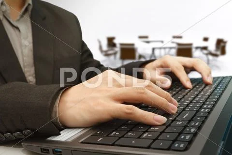 Laptop with meeting room background Stock Illustration