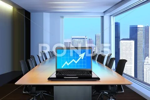 Laptop in meeting room Stock Illustration
