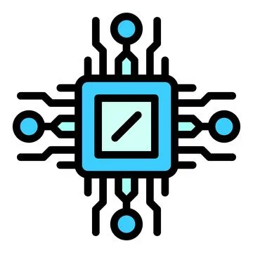 Laptop microchip icon vector flat Illustrazione stock