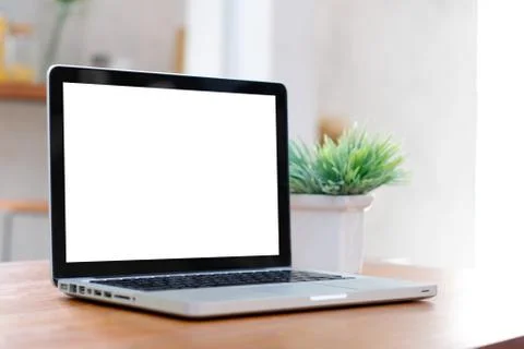 Laptop mock up, Computer with blank screen for template background, Laptop wi Foto stock
