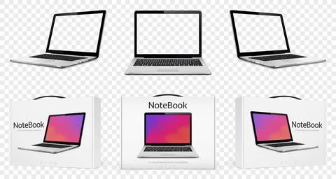 Laptop mock up with transparent screen isolated Stock Illustration