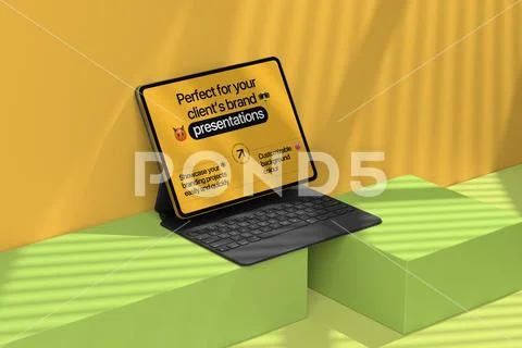 Laptop Mockup With Abstract Background Modello PSD
