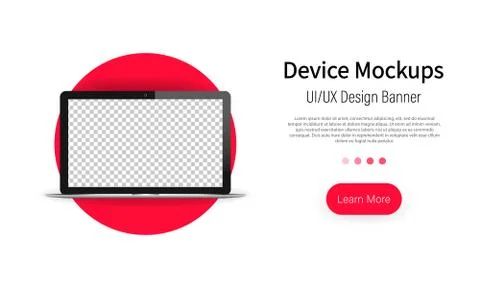 Laptop mockup banner. Front view. Laptop blank screen, template for presentat Stock Illustration