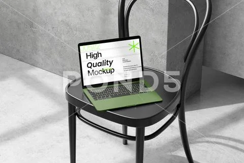 Laptop Mockup on Chair PSD Template
