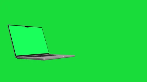 Laptop Mockup With Green Screen. Animated Computer, On Green Background Stock Footage 342167463