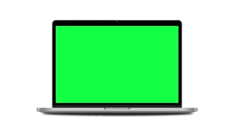 Laptop Mockup With Green Screen Front View Isolated On White Background 스톡 동영상 303451259