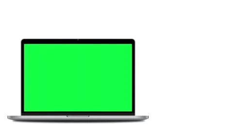 Laptop Mockup With Green Screen Front View Isolated On White Background Video stock 303451260