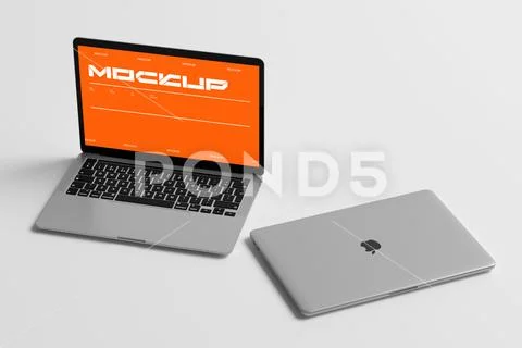 Laptop Mockup with Keyboard View PSD Template