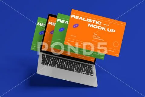 Laptop Mockup With Layered Screens PSD Template