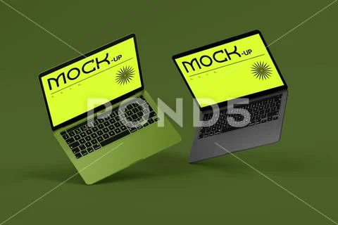 Laptop Mockup With Minimal Background PSD Template