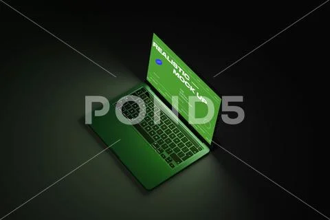 Laptop Mockup With Spotlight Scene PSD-Vorlage
