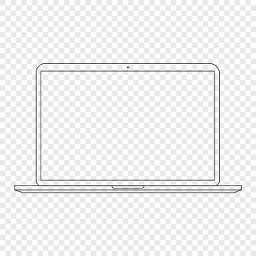 Laptop. Modern computer in linear style. Laptop isolated on transparent Stock Illustration