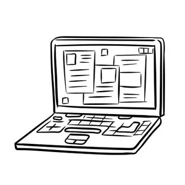 Laptop. Modern computer. Open window with the program and application. Stock Illustration