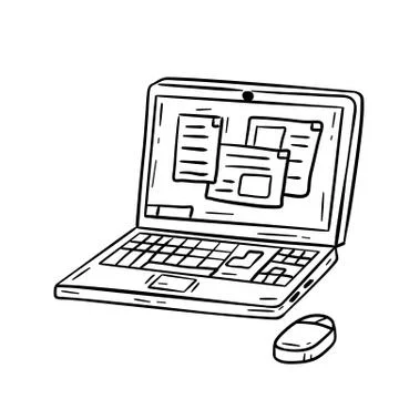 Laptop. Modern computer. Open window with the program and application. Stock Illustration