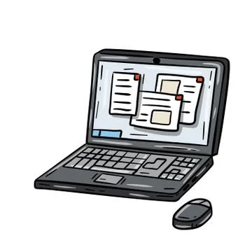 Laptop. Modern computer. Open window with the program Stock Illustration