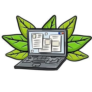 Laptop. Modern computer. Open window with the program and application. Stockillustratie