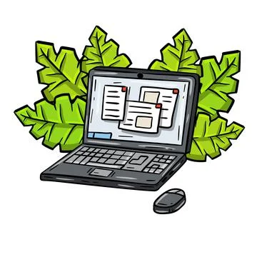 Laptop. Modern computer. Open window with the program and application. Stock Illustration