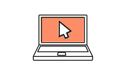 Laptop with mouse cursor icon イラスト素材
