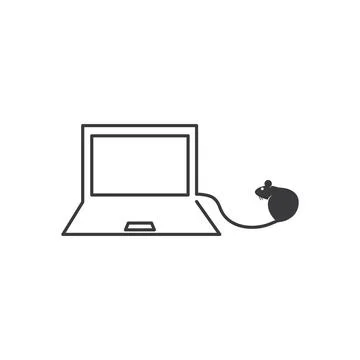 Laptop with mouse   logo icon vector illustration Stock Illustration