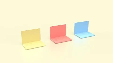 The Laptop multi color for technology concept 3d Rendering. Stock-Illustration