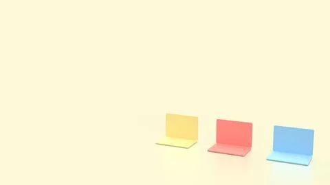 The Laptop multi color for technology concept 3d Rendering. Stock-Illustration
