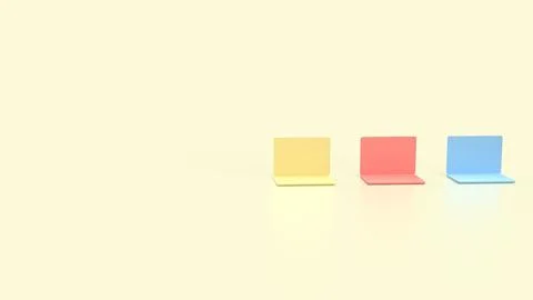 The Laptop multi color for technology concept 3d Rendering. Stock-Illustration