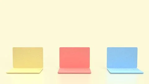 The Laptop multi color for technology concept 3d Rendering. Stock-Illustration