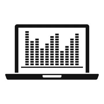 Laptop music equalizer icon, simple style 스톡 일러스트