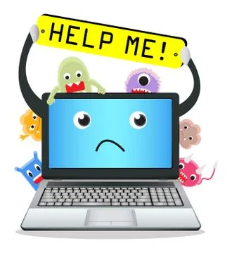 Laptop need help from virus computer Stock Illustration