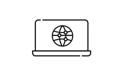 Laptop with network connection symbol on screen vector icon Stock Illustration