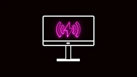 Laptop with a network signal icon on the screen on a white background. Stock Illustration
