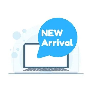 Laptop with new arrival notification symbolizing hard work Stock Illustration