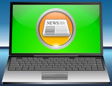 Laptop with News Button Foto stock